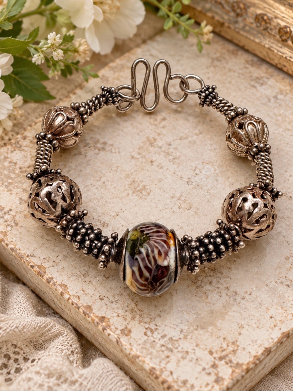 Authentic Trollbeads Sterling Silver Charm Bracelet